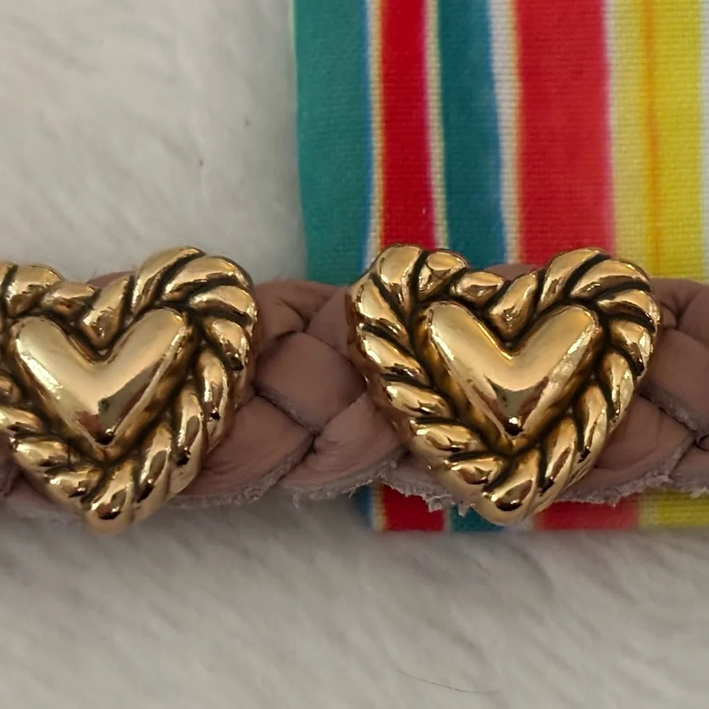 Brighton Roped Heart Pink Braided Bracelet with Gold Heart Accents - Picture 7 of 11